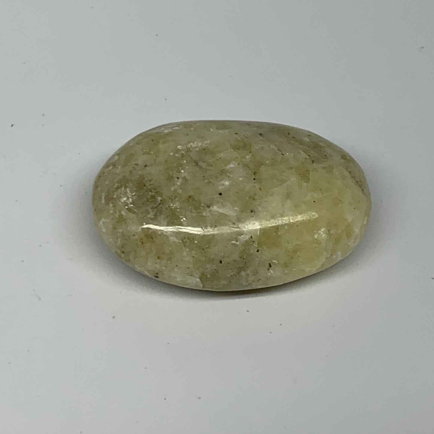 64.6g, 2.1"x1.4"x0.8", Natural Yellow Calcite Palm-Stone Crystal Polished Reiki,