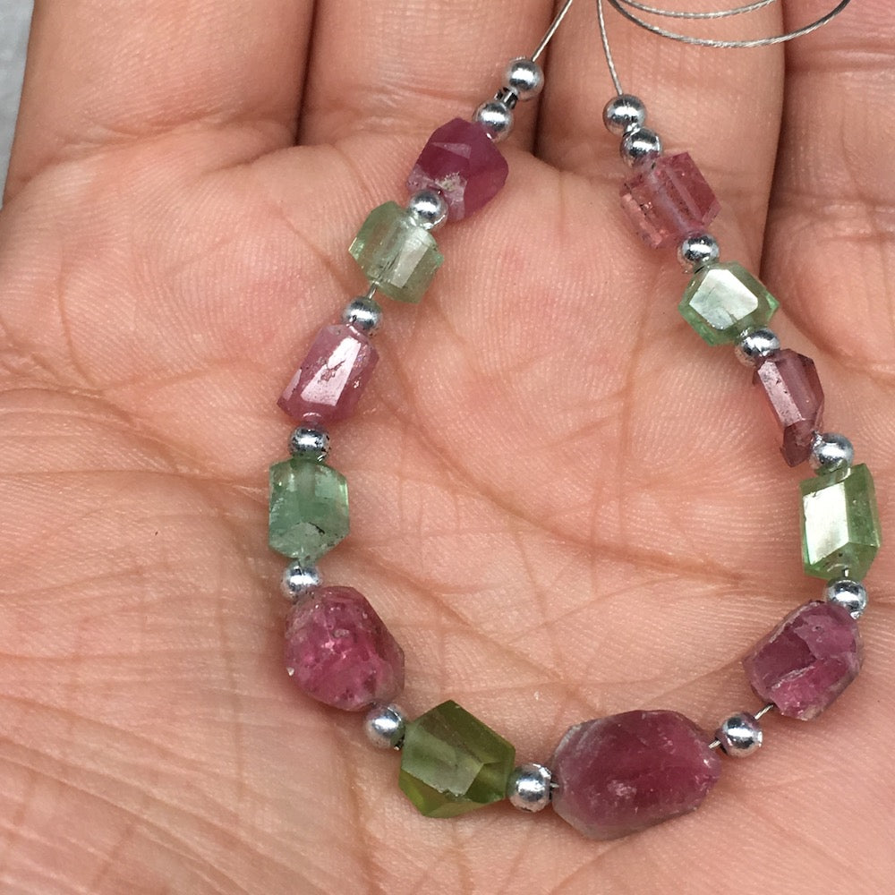 28cts, 12pcs, 5mm-11mm Tourmaline Gemstone Faceted Beads @Afghanistan,BE22