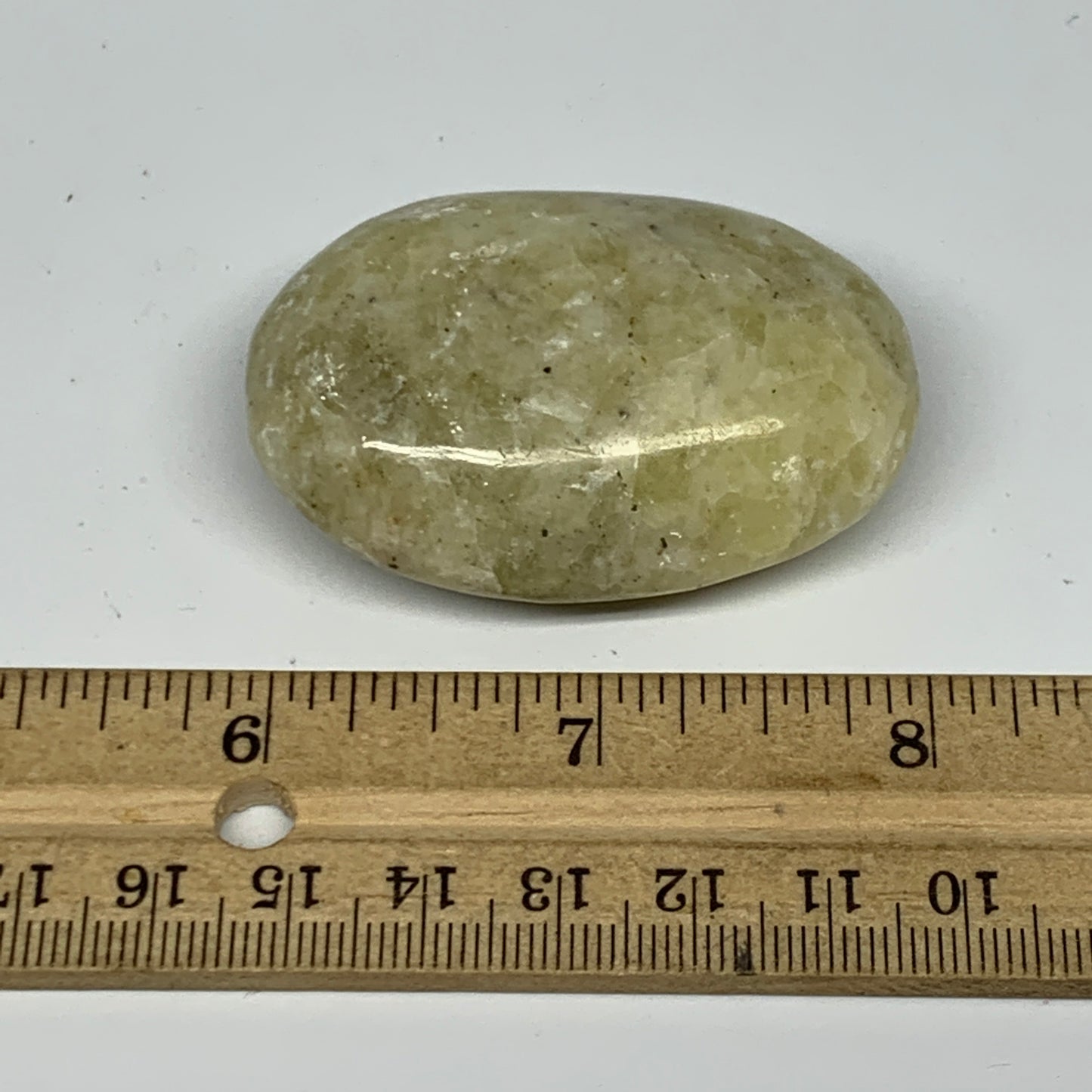 64.6g, 2.1"x1.4"x0.8", Natural Yellow Calcite Palm-Stone Crystal Polished Reiki,