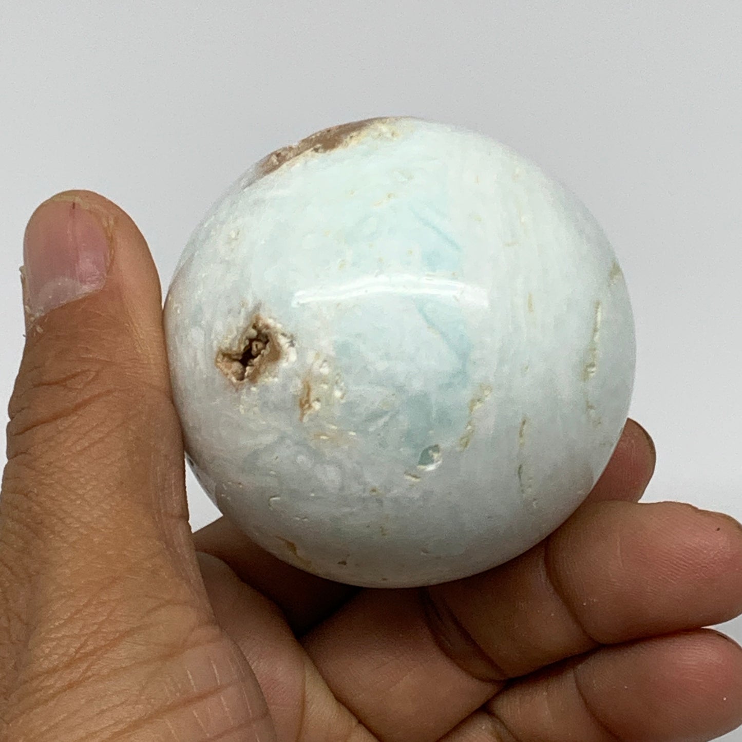 246.5g,2.2"(56mm) Caribbean Calcite Sphere Gemstone,Healing Crystal,B25166