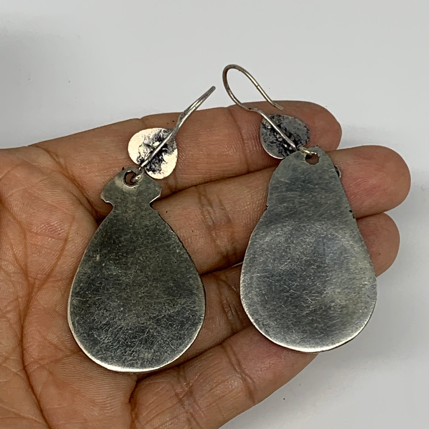 20g, 2.8"x1.1" Turkmen Earring Tribal Jewelry Black Carnelian Teardrop Boho, B14