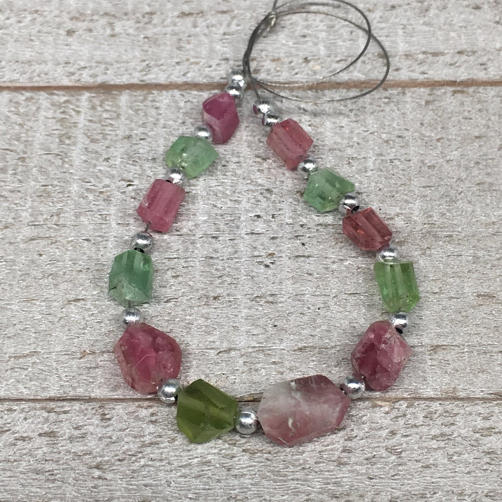28cts, 12pcs, 5mm-11mm Tourmaline Gemstone Faceted Beads @Afghanistan,BE22