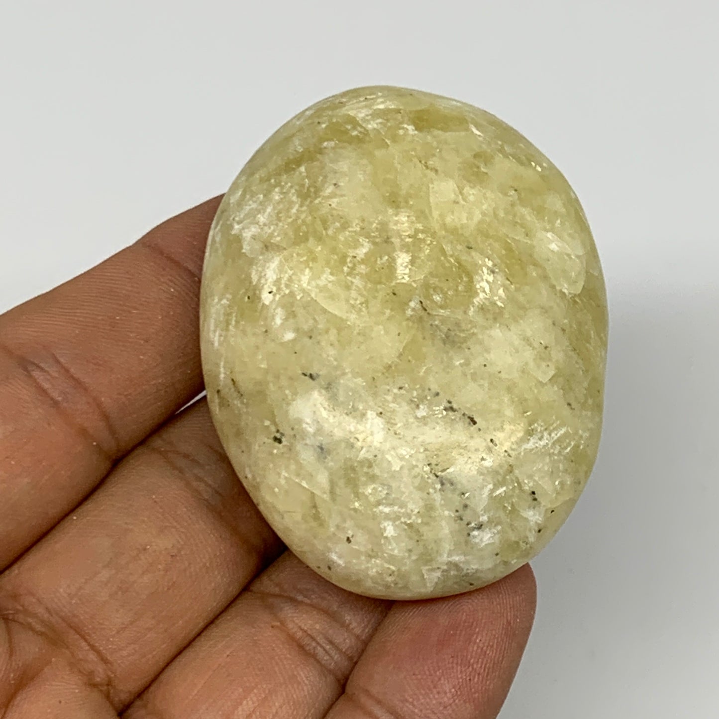 74.1g, 2.2"x1.6"x0.9", Natural Yellow Calcite Palm-Stone Crystal Polished Reiki,