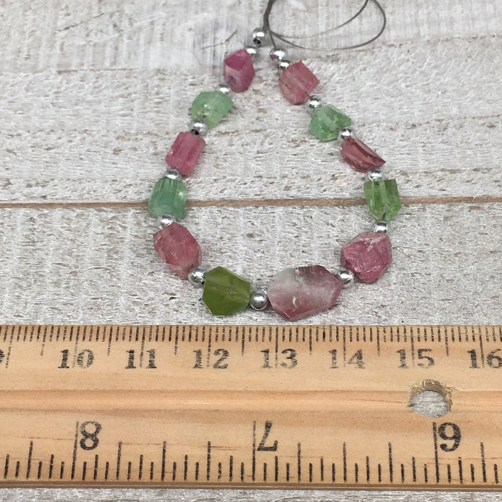 28cts, 12pcs, 5mm-11mm Tourmaline Gemstone Faceted Beads @Afghanistan,BE22