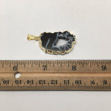 37 Cts Agate Druzy Slice Geode Gold Plated Pendant Handmade from Brazil, Bp817 - watangem.com
