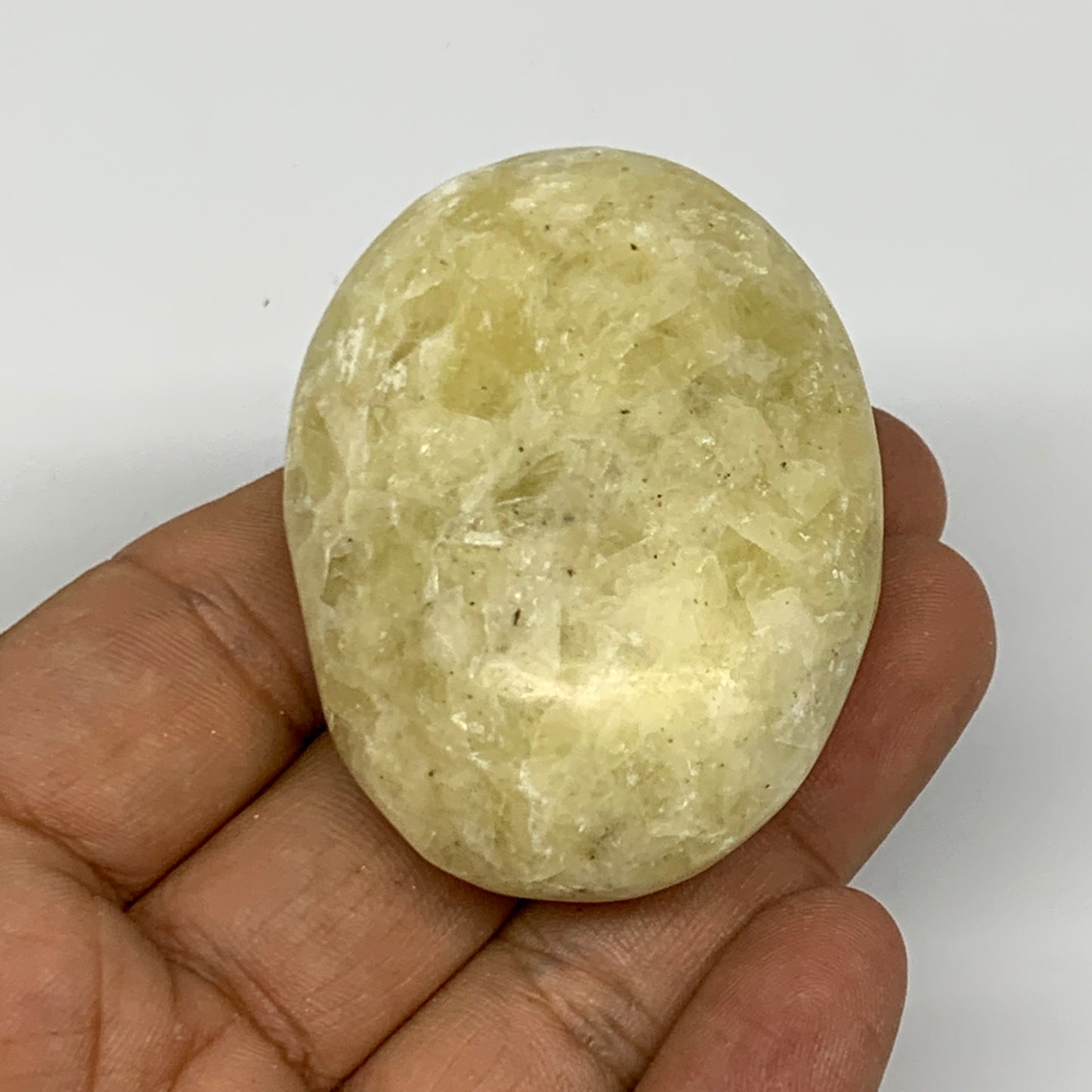 74.1g, 2.2"x1.6"x0.9", Natural Yellow Calcite Palm-Stone Crystal Polished Reiki,