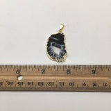 37 Cts Agate Druzy Slice Geode Gold Plated Pendant Handmade from Brazil, Bp817 - watangem.com