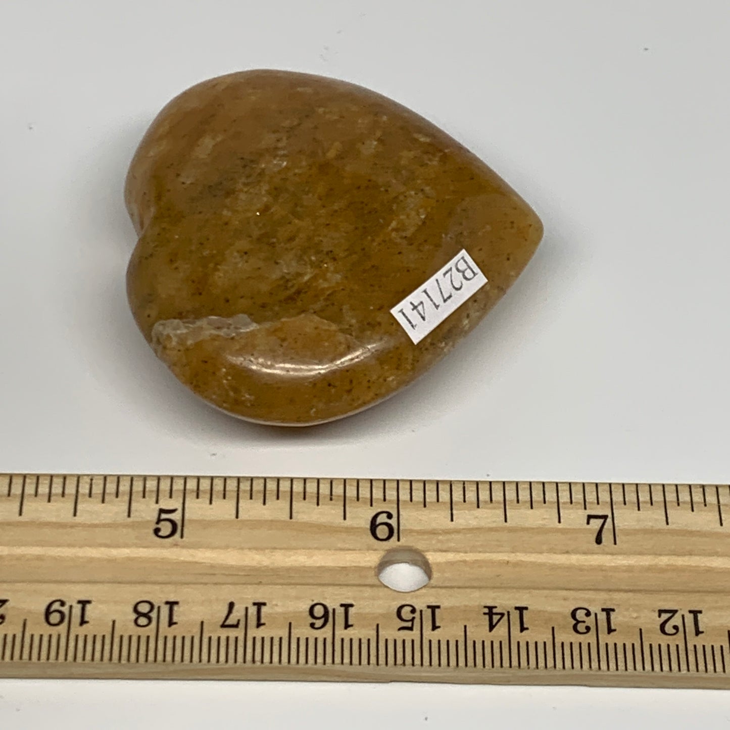 82.8g, 2.1"x2.2"x0.8", Natural Golden Quartz Heart Small Polished Crystal, B2714