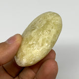 74.1g, 2.2"x1.6"x0.9", Natural Yellow Calcite Palm-Stone Crystal Polished Reiki,