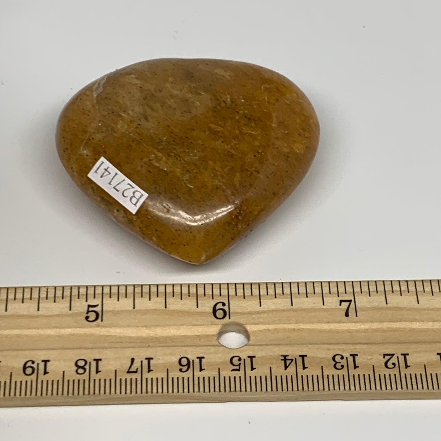 82.8g, 2.1"x2.2"x0.8", Natural Golden Quartz Heart Small Polished Crystal, B2714