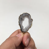 34 Cts Agate Druzy Slice Geode Gold Plated Pendant Handmade from Brazil, Bp818