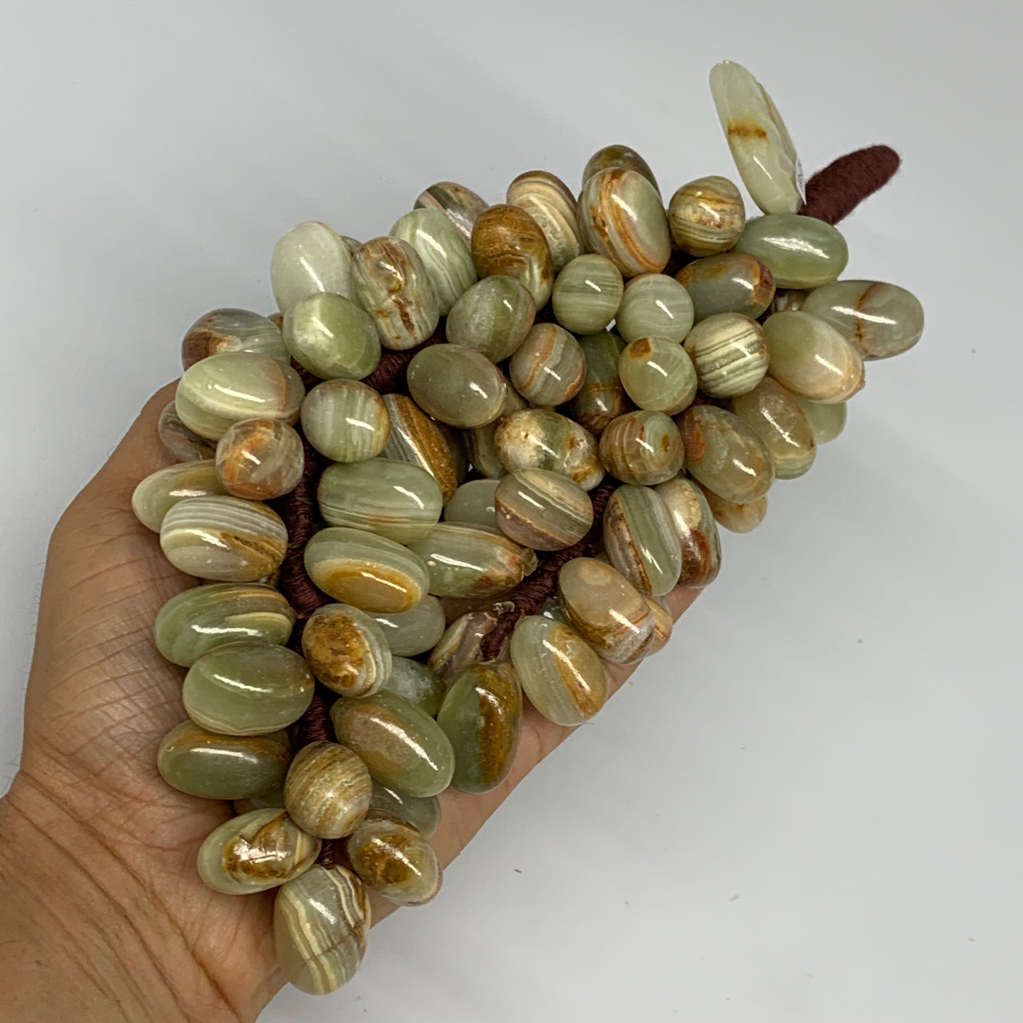 850g, 9"x4" Green Onyx Grape Bunch Stone Marble Decor @Pakistan,B25483