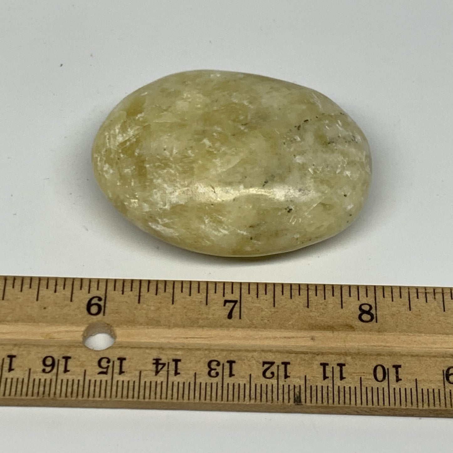 74.1g, 2.2"x1.6"x0.9", Natural Yellow Calcite Palm-Stone Crystal Polished Reiki,