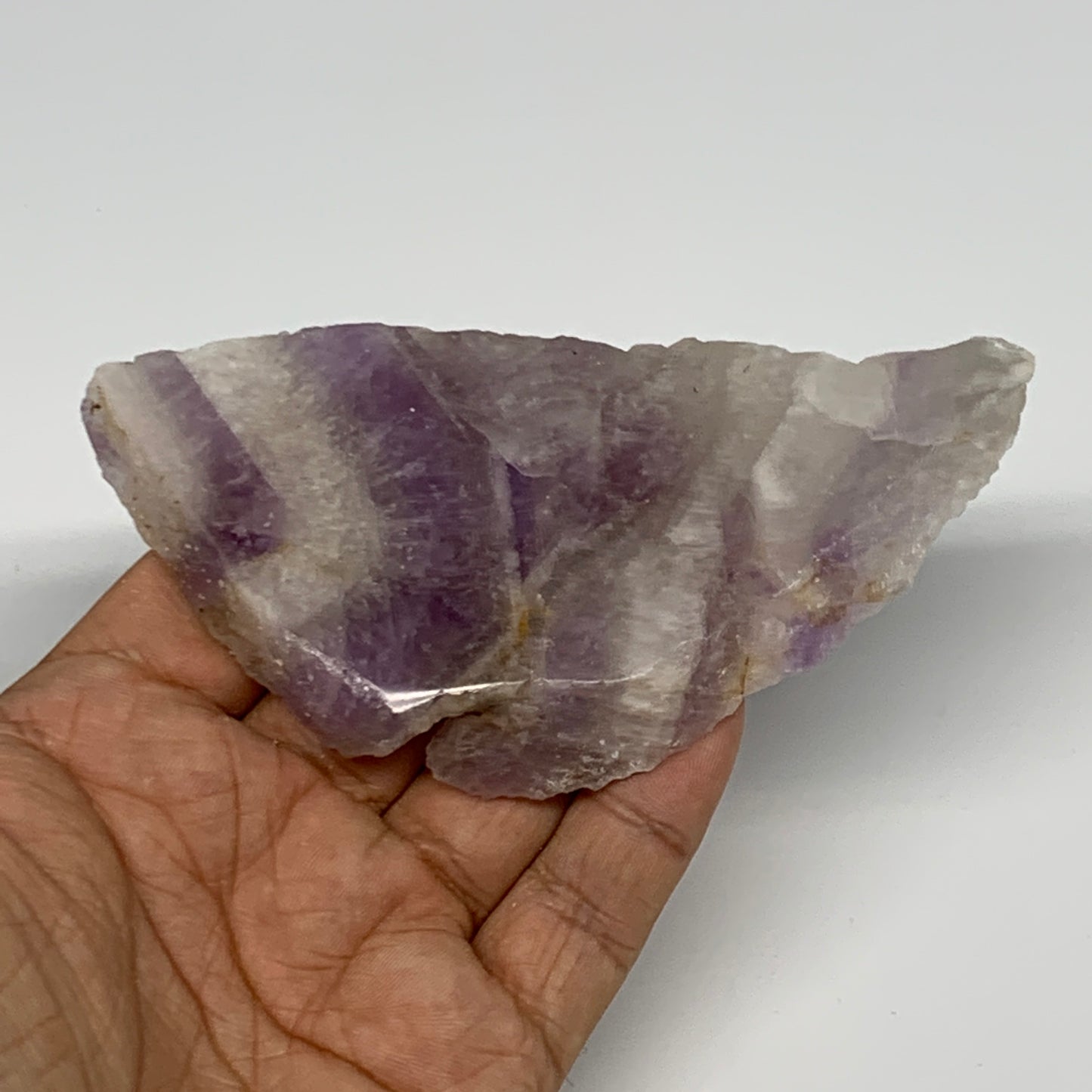 103.6g, 4.3"x2.2"x0.5", One face polished Banned Amethyst, One face semi polishe