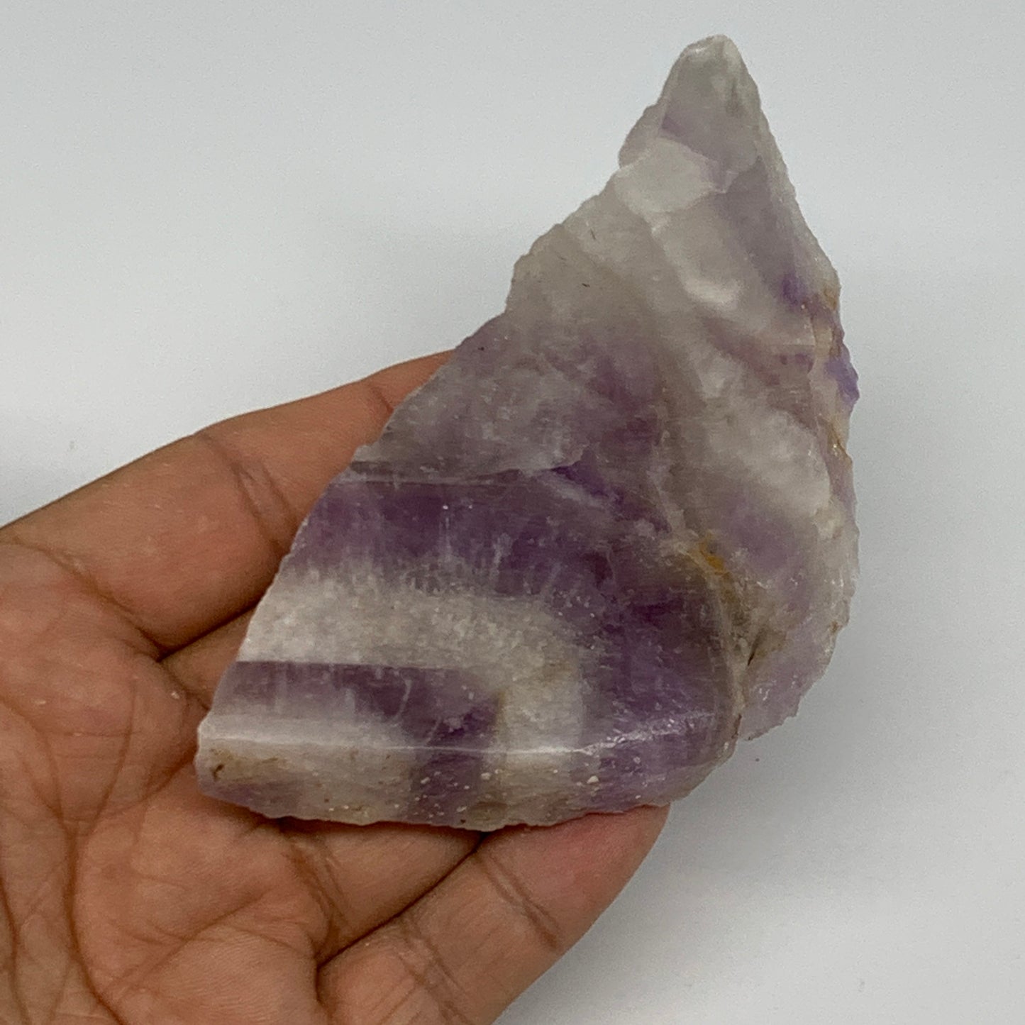 103.6g, 4.3"x2.2"x0.5", One face polished Banned Amethyst, One face semi polishe