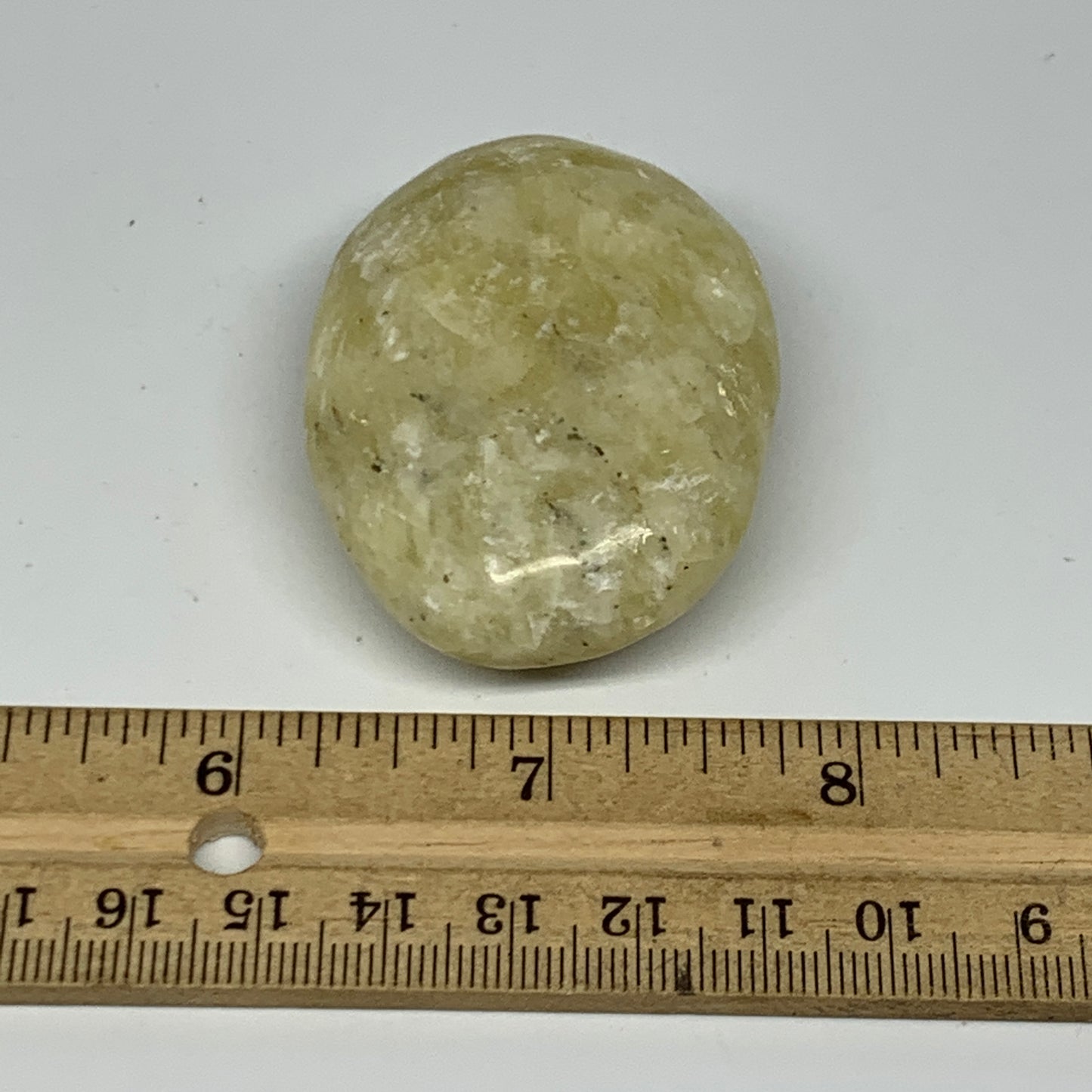 74.1g, 2.2"x1.6"x0.9", Natural Yellow Calcite Palm-Stone Crystal Polished Reiki,