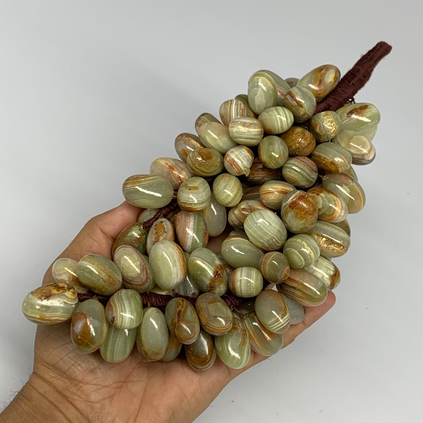 850g, 9"x4" Green Onyx Grape Bunch Stone Marble Decor @Pakistan,B25483