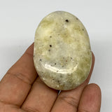 75.8g, 2.3"x1.6"x0.8", Natural Yellow Calcite Palm-Stone Crystal Polished Reiki,