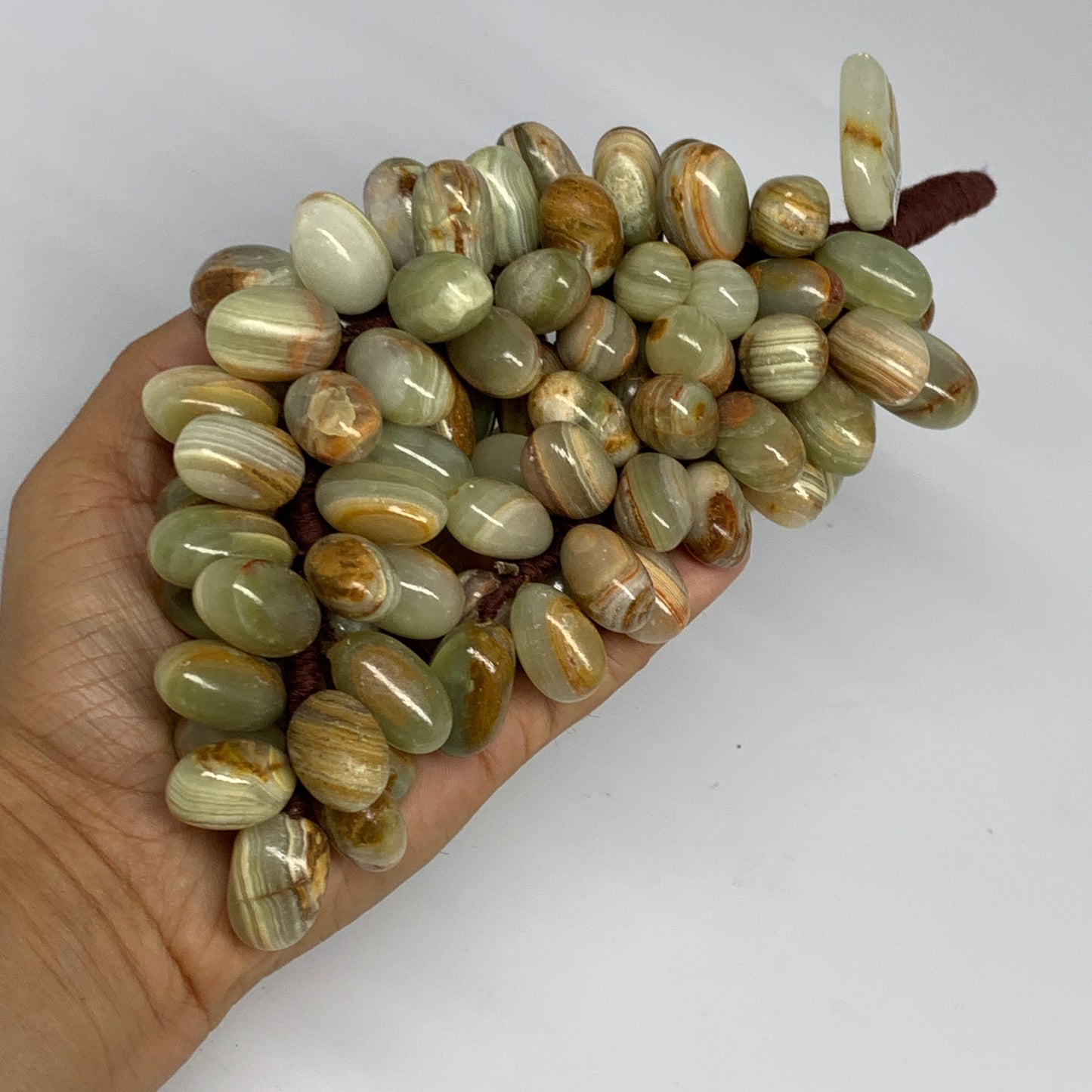 850g, 9"x4" Green Onyx Grape Bunch Stone Marble Decor @Pakistan,B25483