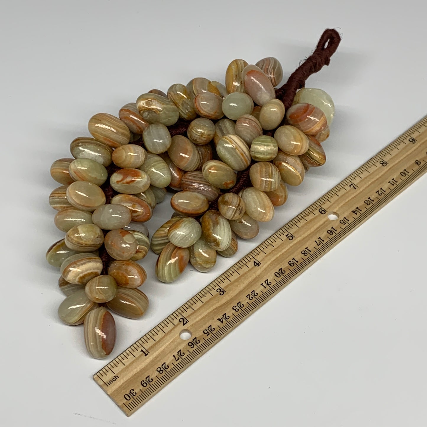 765g, 9"x4" Green Onyx Grape Bunch Stone Marble Decor @Pakistan,B25484