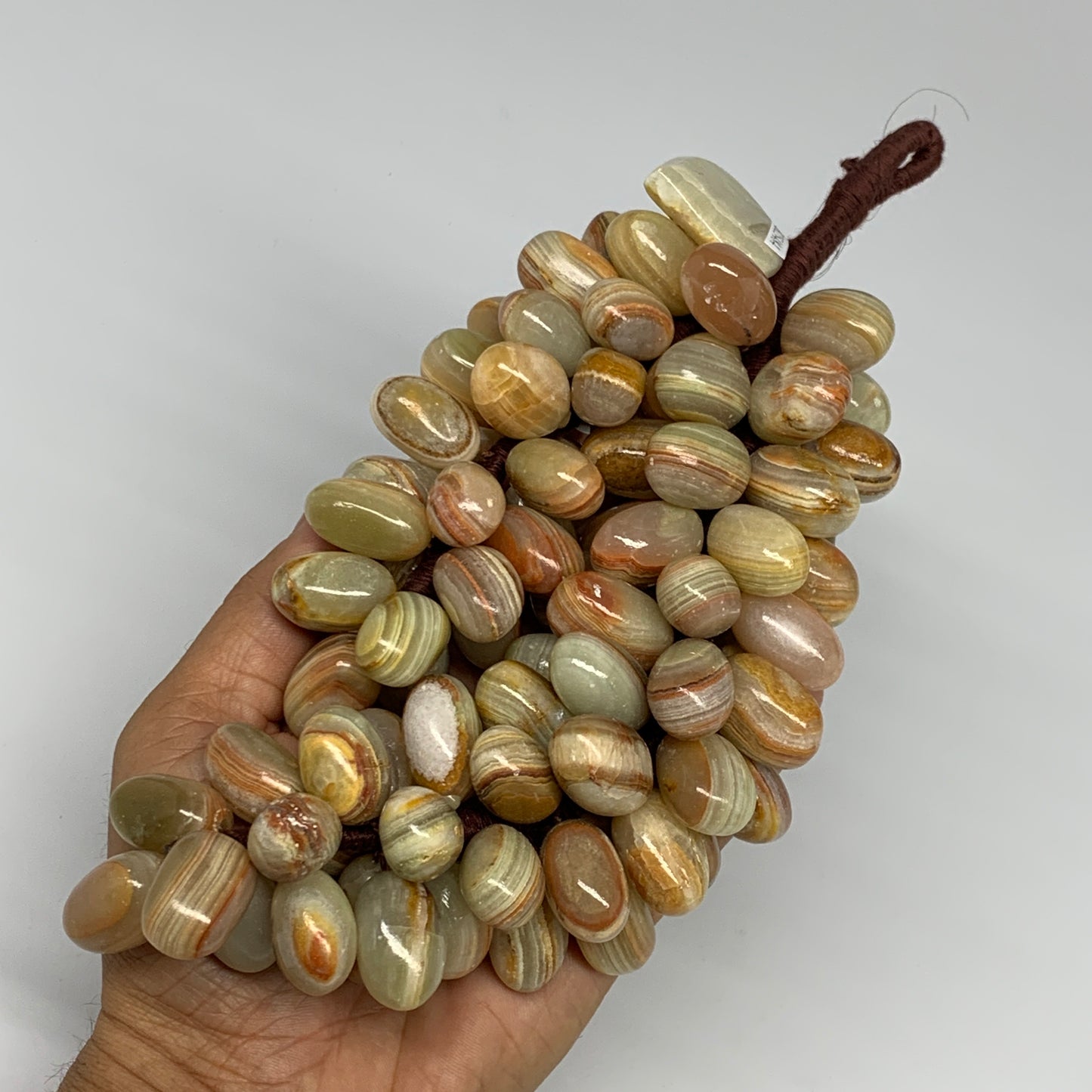 765g, 9"x4" Green Onyx Grape Bunch Stone Marble Decor @Pakistan,B25484