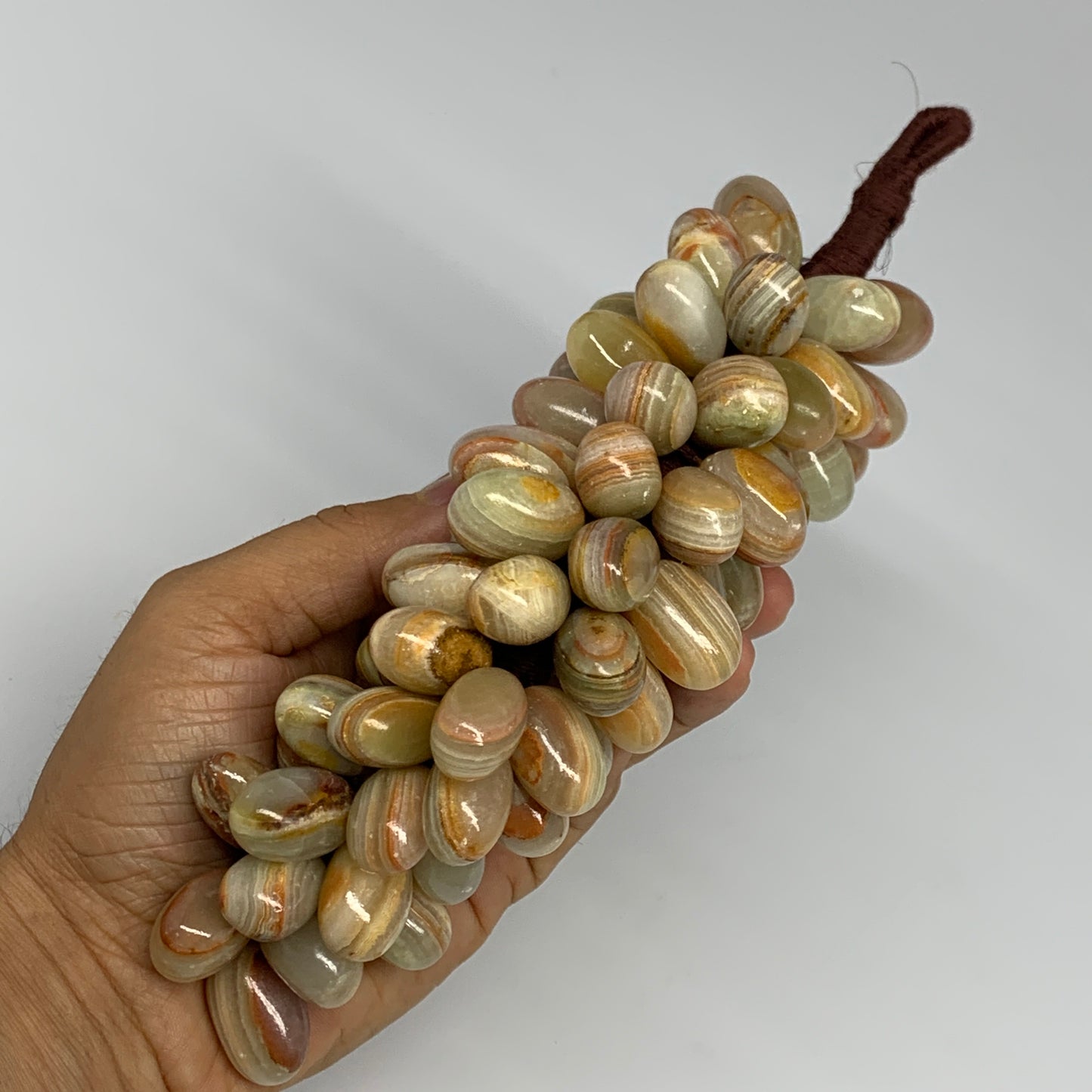 765g, 9"x4" Green Onyx Grape Bunch Stone Marble Decor @Pakistan,B25484