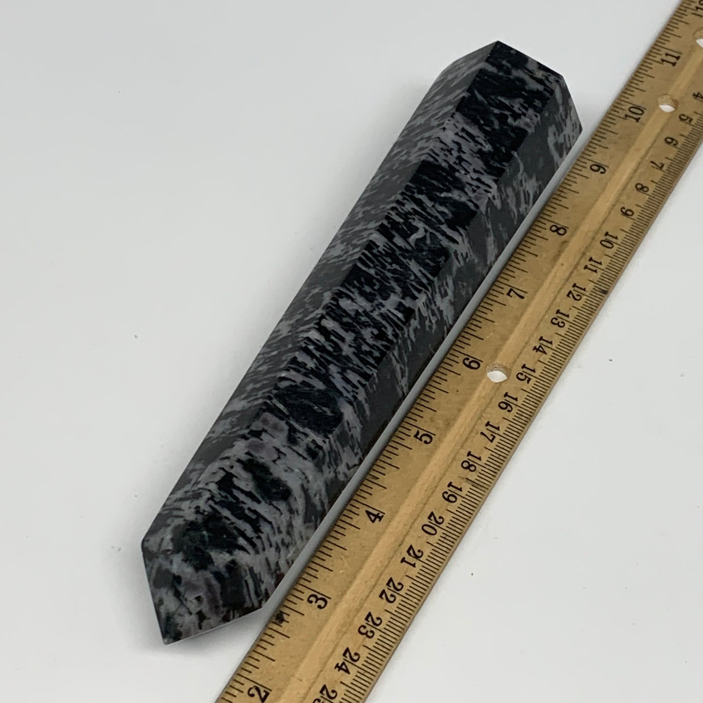 402.2g, 7.1"x1.6"x1.4" Indigo Gabro Merlinite Point Tower @Madagascar,B18298