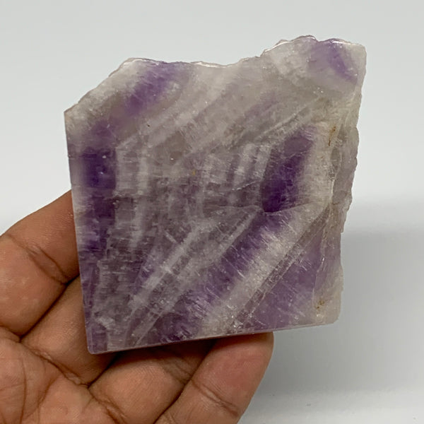 119.5g, 2.7"x2.7"x0.6", One face polished Banned Amethyst, One face semi polishe