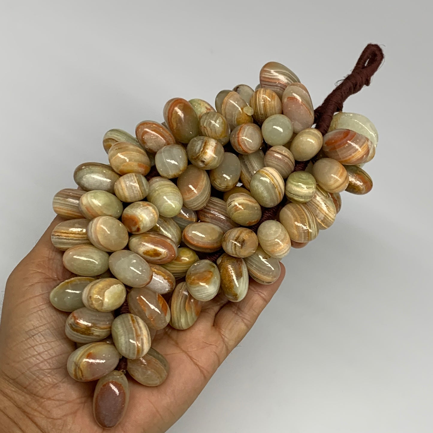 765g, 9"x4" Green Onyx Grape Bunch Stone Marble Decor @Pakistan,B25484