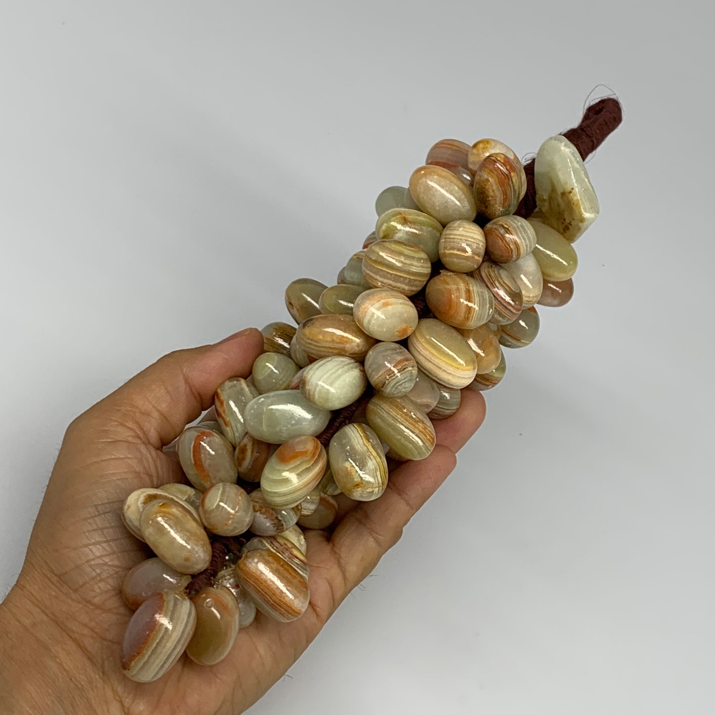 765g, 9"x4" Green Onyx Grape Bunch Stone Marble Decor @Pakistan,B25484