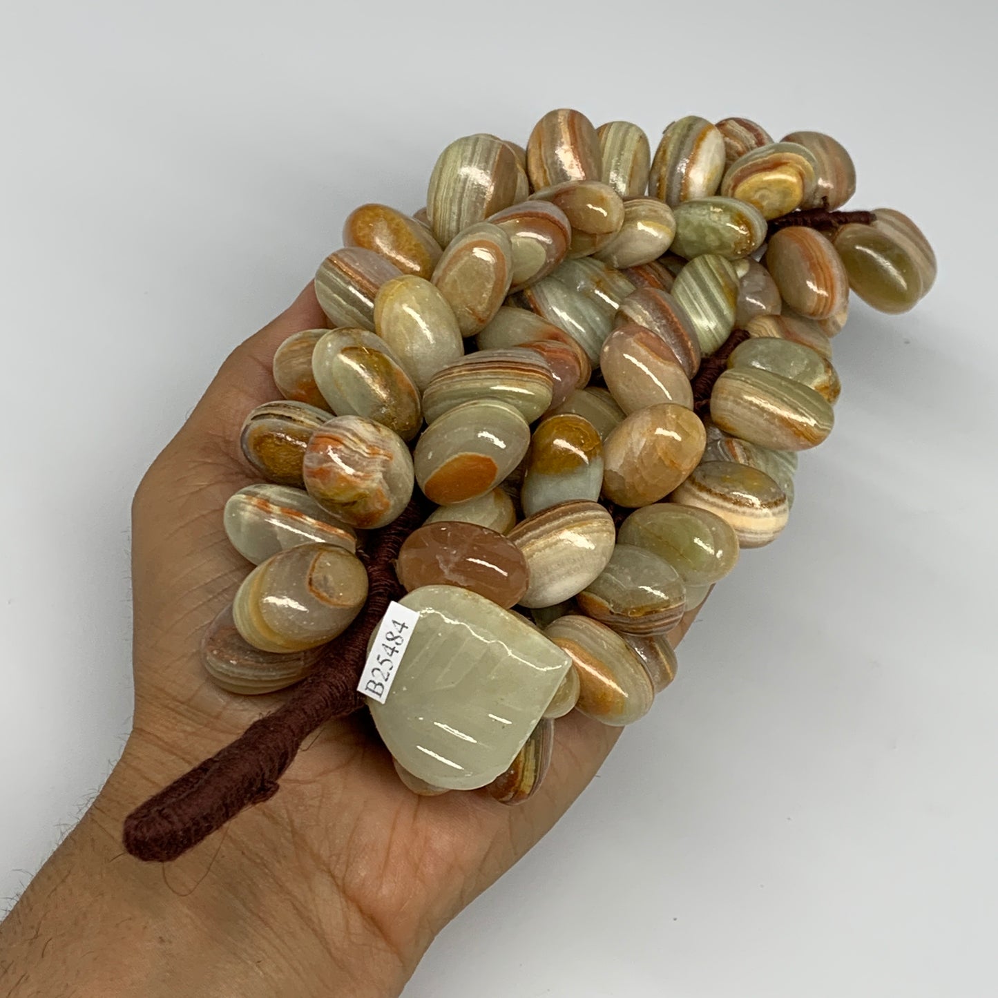 765g, 9"x4" Green Onyx Grape Bunch Stone Marble Decor @Pakistan,B25484