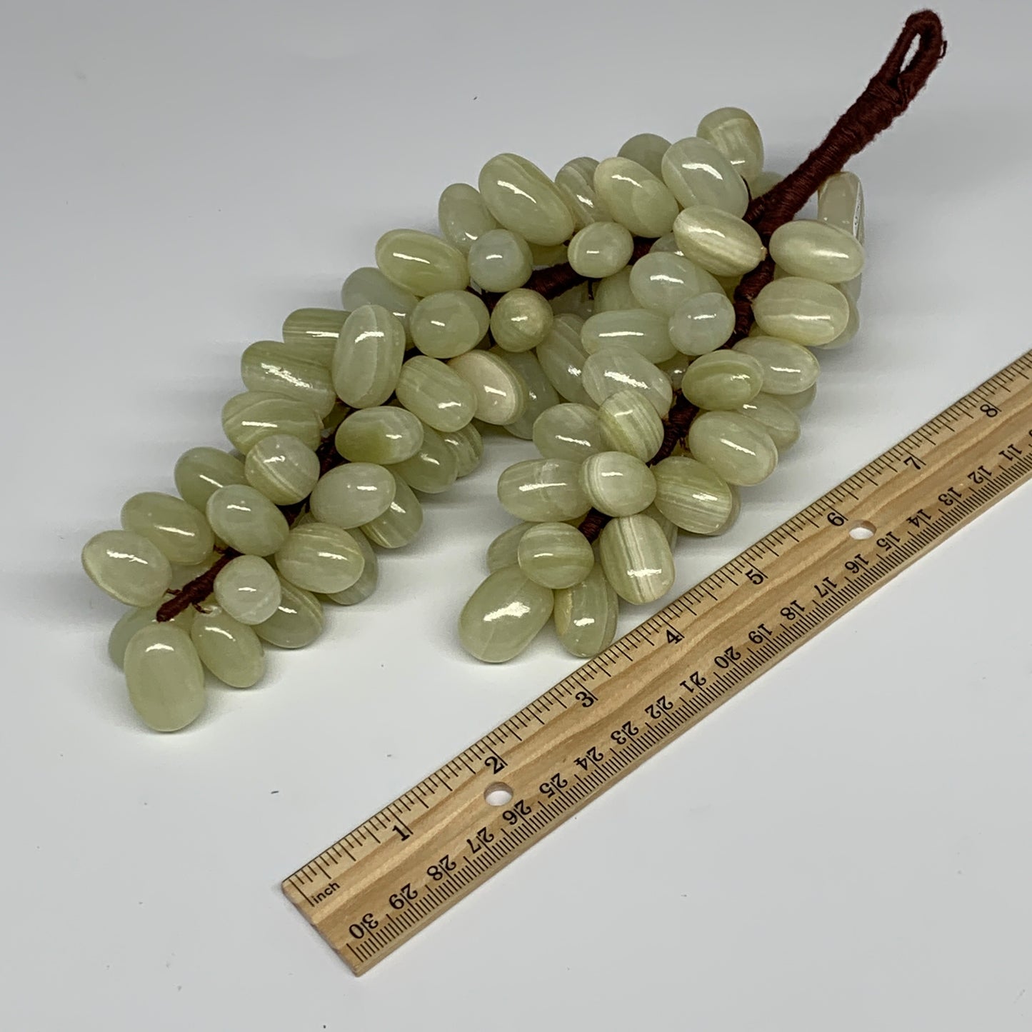 805g, 9"x4" Green Onyx Grape Bunch Stone Marble Decor @Pakistan,B25485