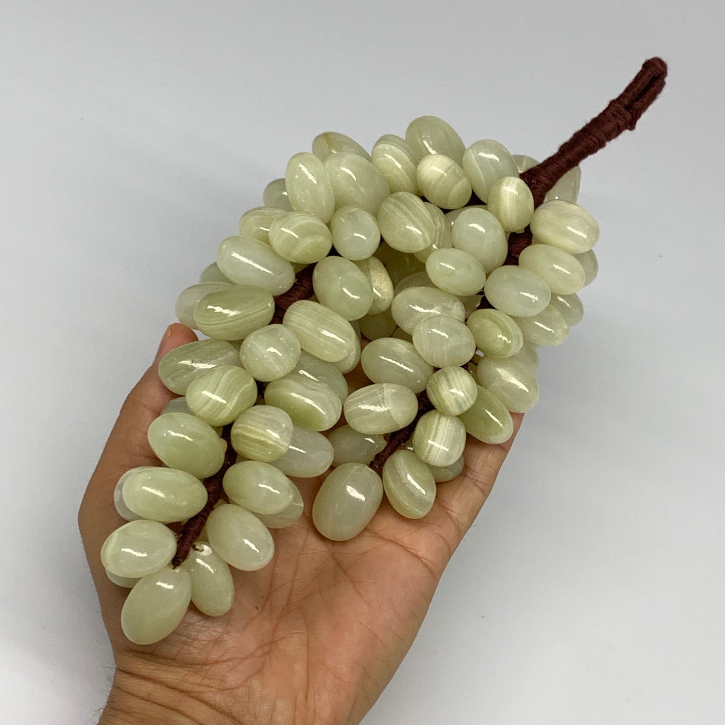 805g, 9"x4" Green Onyx Grape Bunch Stone Marble Decor @Pakistan,B25485