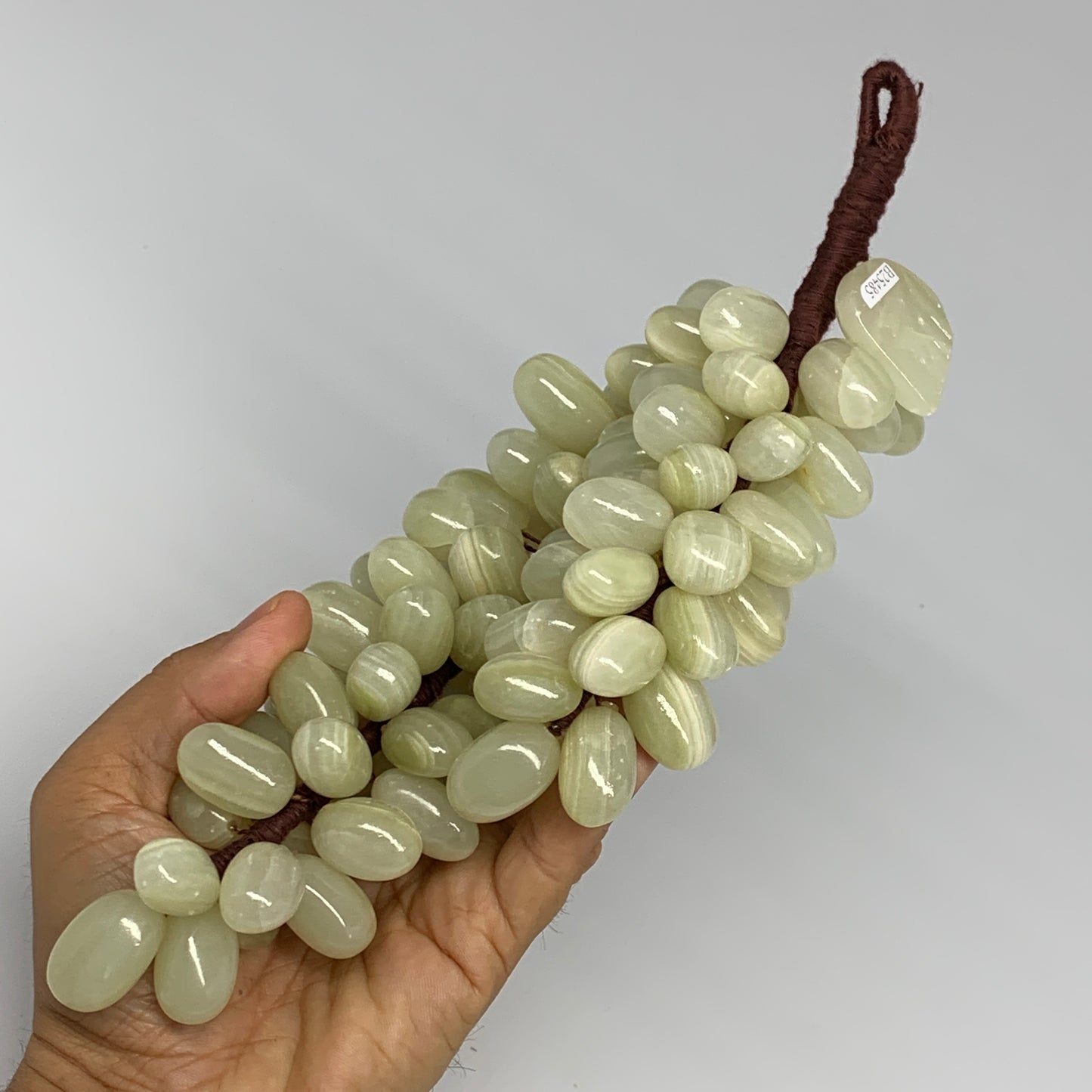 805g, 9"x4" Green Onyx Grape Bunch Stone Marble Decor @Pakistan,B25485