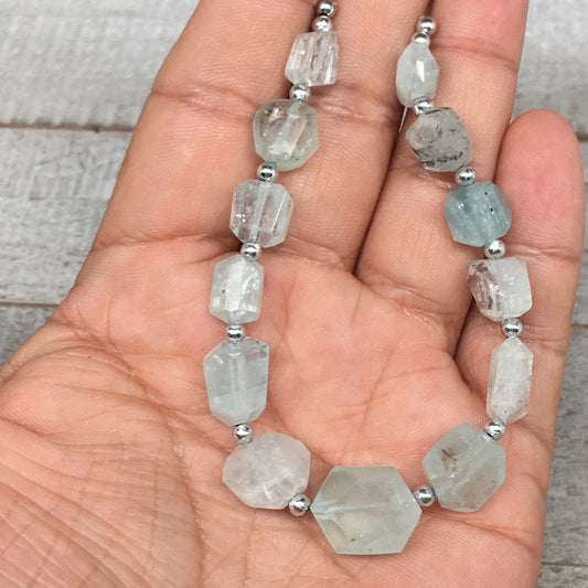 80.5cts, 13pcs,7mm-16mm Aquamarine Gemstone Faceted Beads @Pakistan,BE38