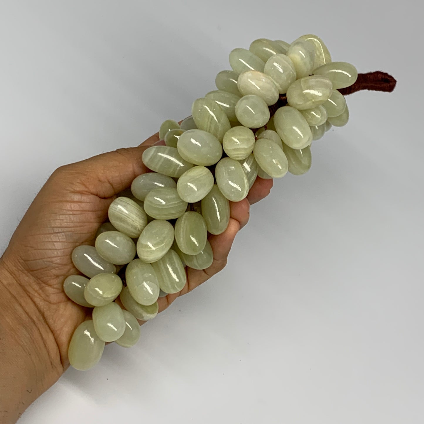 805g, 9"x4" Green Onyx Grape Bunch Stone Marble Decor @Pakistan,B25485