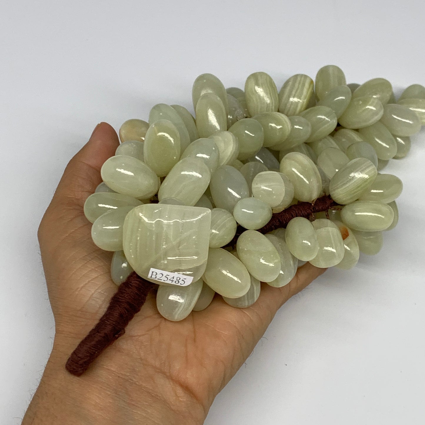 805g, 9"x4" Green Onyx Grape Bunch Stone Marble Decor @Pakistan,B25485