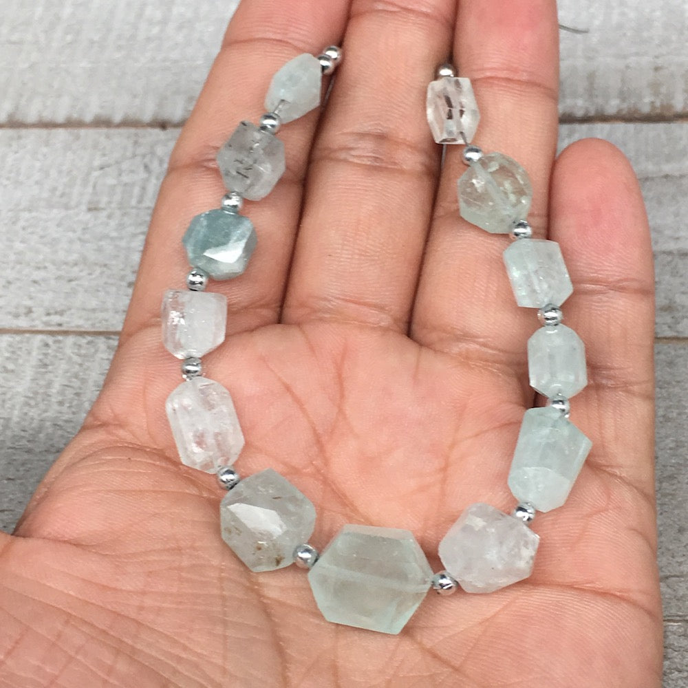 80.5cts, 13pcs,7mm-16mm Aquamarine Gemstone Faceted Beads @Pakistan,BE38