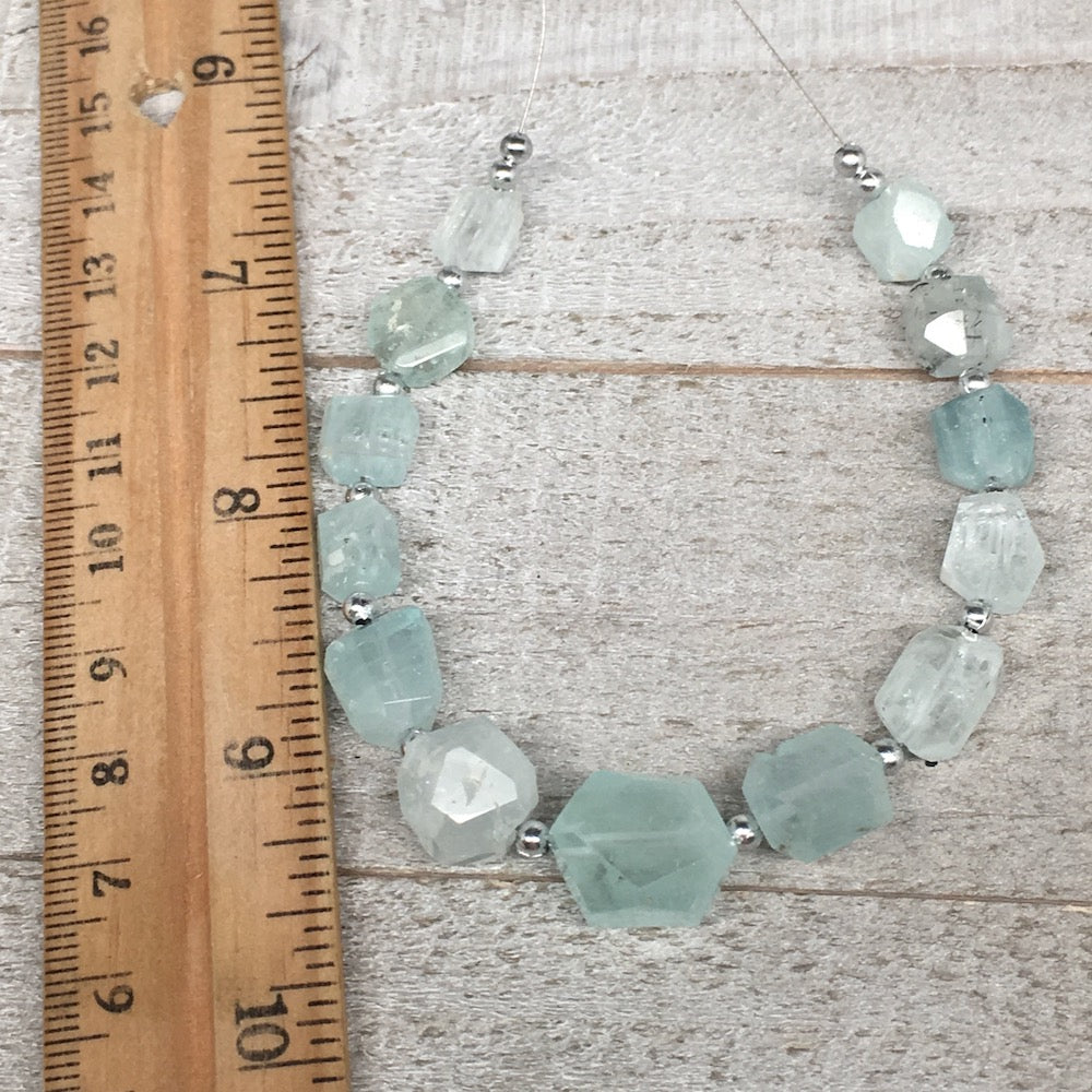 80.5cts, 13pcs,7mm-16mm Aquamarine Gemstone Faceted Beads @Pakistan,BE38