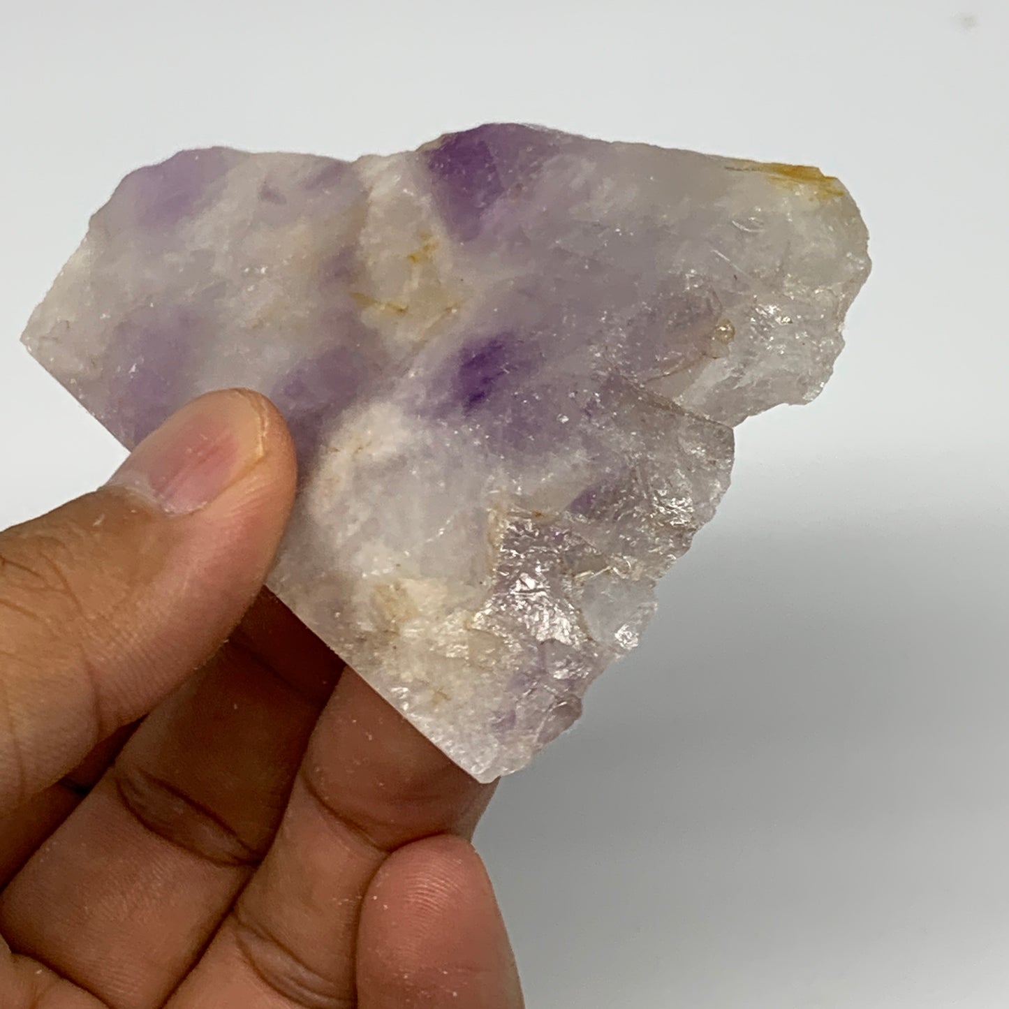 81.9g, 3.2"x2.2"x0.4", One face polished Banned Amethyst, One face semi polished