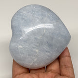 307.6g,3"x3.1"x1.5" Blue Calcite Heart Gemstones Reiki Energy @Madagascar,B2200