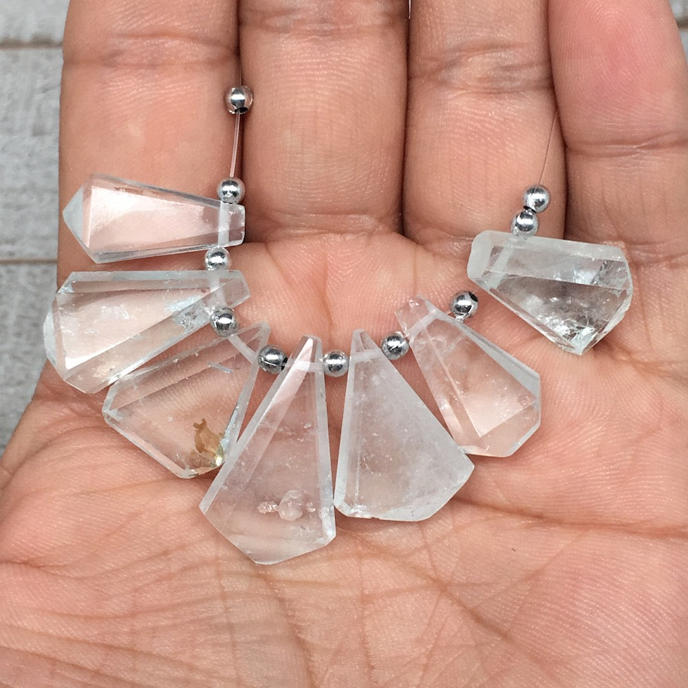 79cts, 7pcs,18mm-26mm Aquamarine Gemstone Faceted Teardrop Beads @Pakistan,BE40