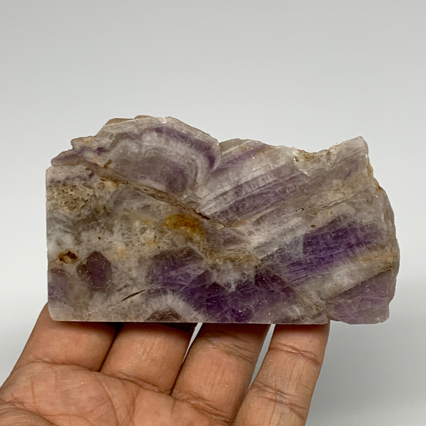 119.8g, 3.6"x2.1"x0.6", One face polished Banned Amethyst, One face semi polishe