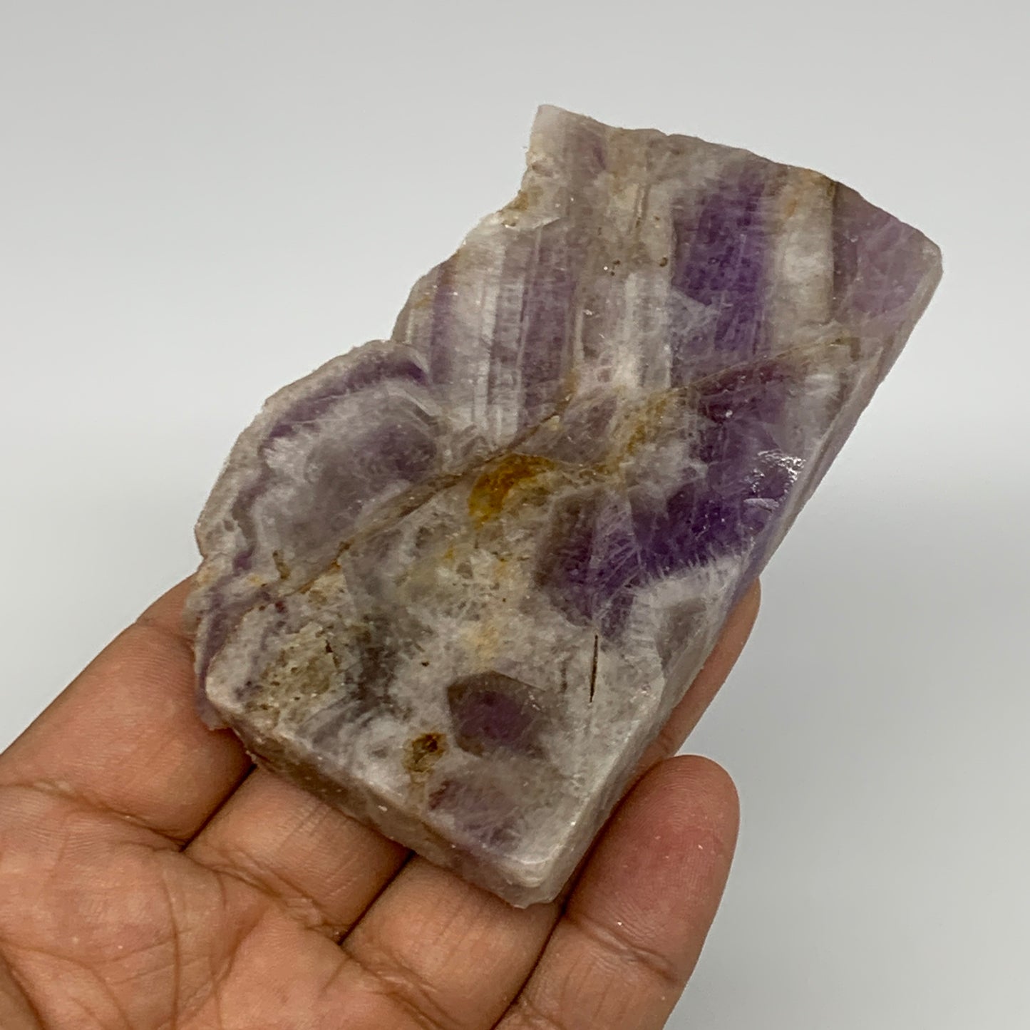 119.8g, 3.6"x2.1"x0.6", One face polished Banned Amethyst, One face semi polishe