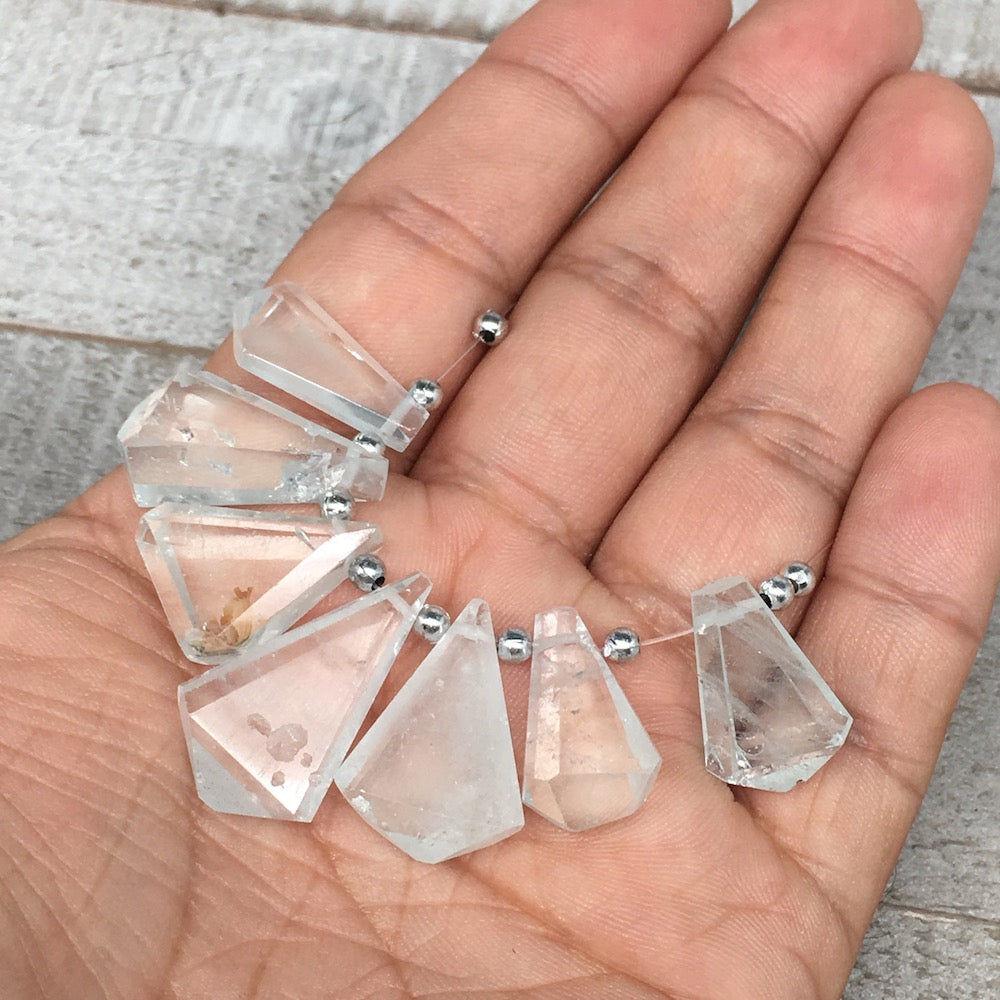 79cts, 7pcs,18mm-26mm Aquamarine Gemstone Faceted Teardrop Beads @Pakistan,BE40