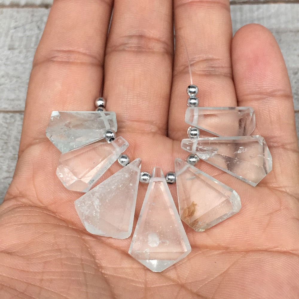 79cts, 7pcs,18mm-26mm Aquamarine Gemstone Faceted Teardrop Beads @Pakistan,BE40