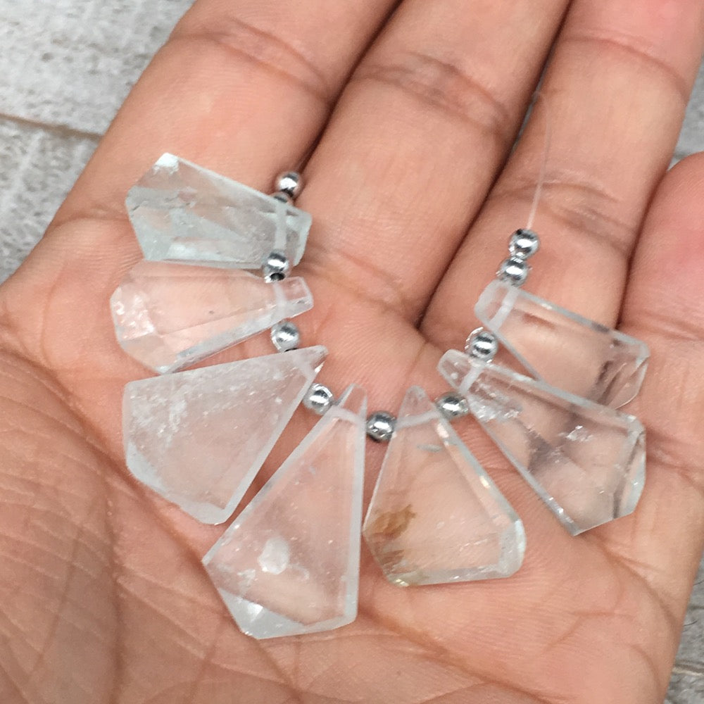 79cts, 7pcs,18mm-26mm Aquamarine Gemstone Faceted Teardrop Beads @Pakistan,BE40