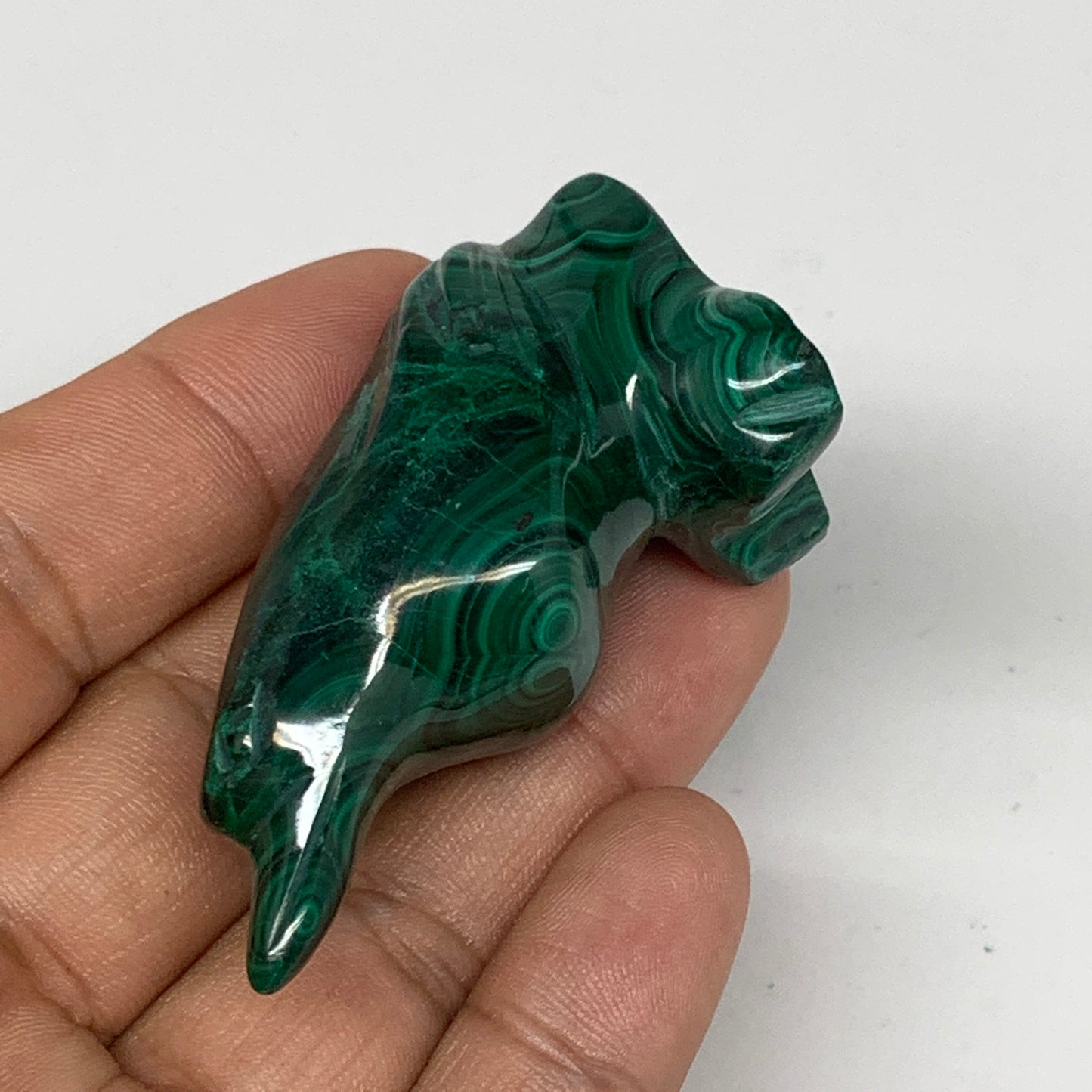 65.4g, 2"x1.2"x0.9" Natural Solid Malachite Penguin Figurine @Congo, B7405