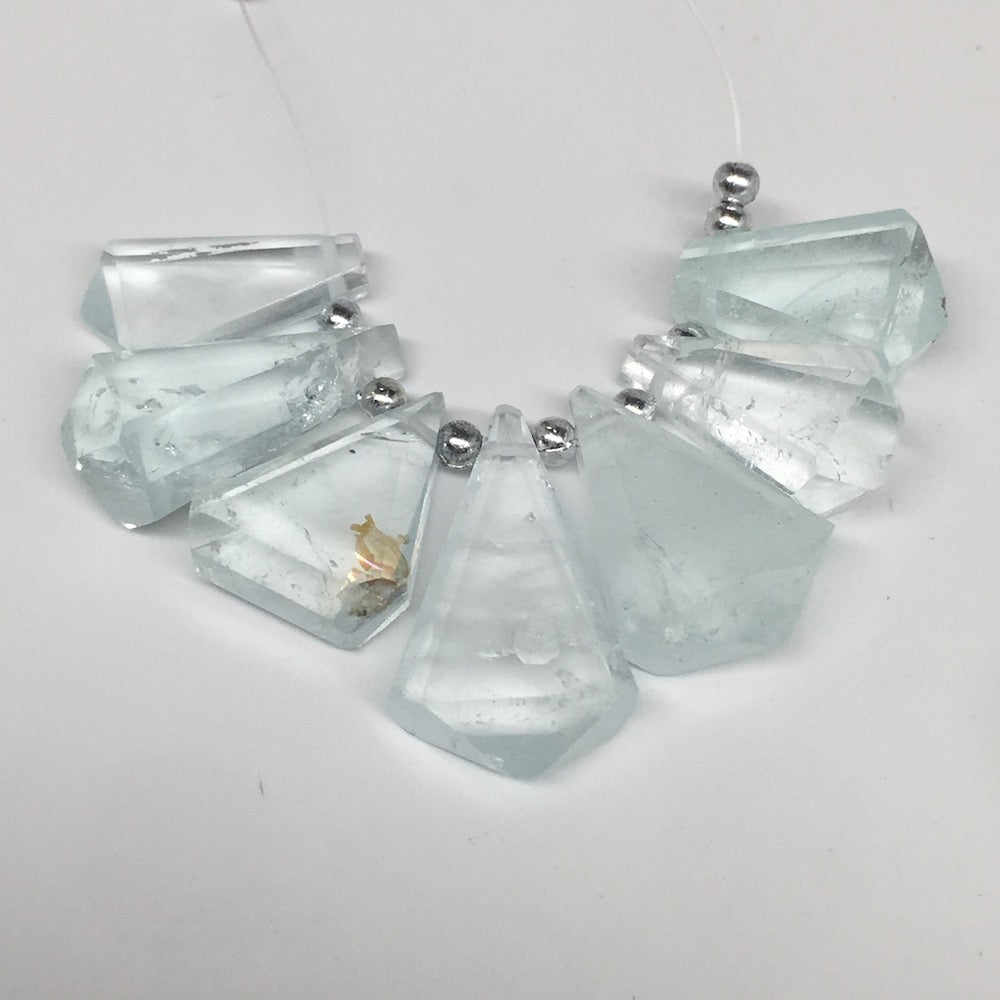 79cts, 7pcs,18mm-26mm Aquamarine Gemstone Faceted Teardrop Beads @Pakistan,BE40