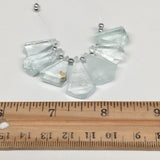 79cts, 7pcs,18mm-26mm Aquamarine Gemstone Faceted Teardrop Beads @Pakistan,BE40